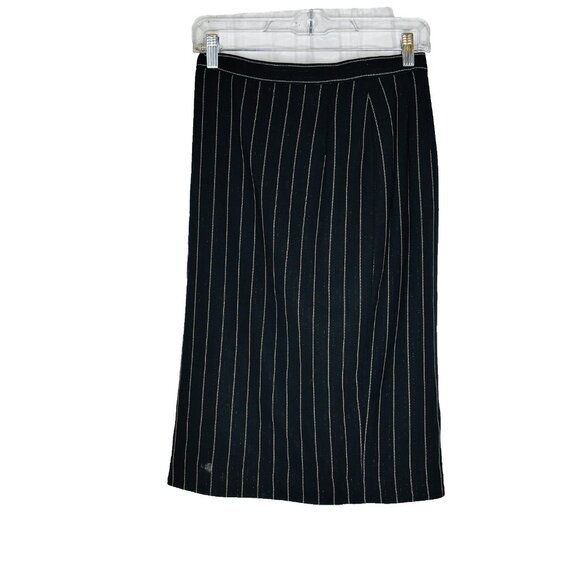 Escada Margaretha Ley Black Pinstripe Wool Skirt Size 40 (US 8) Made in Germany - Picture 1 of 4